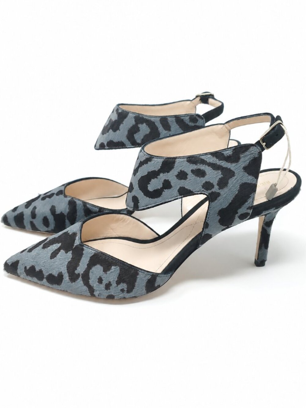 NICHOLAS KIRKWOOD Leopard Print Leather Pointed Toe Ankle Strap Heels